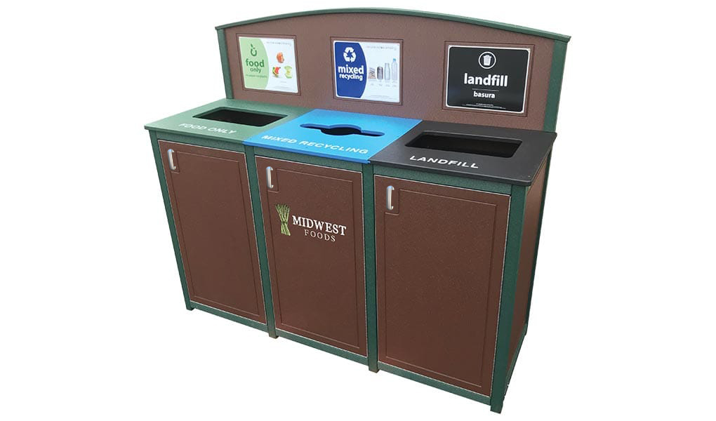 custom recycling bins arched header