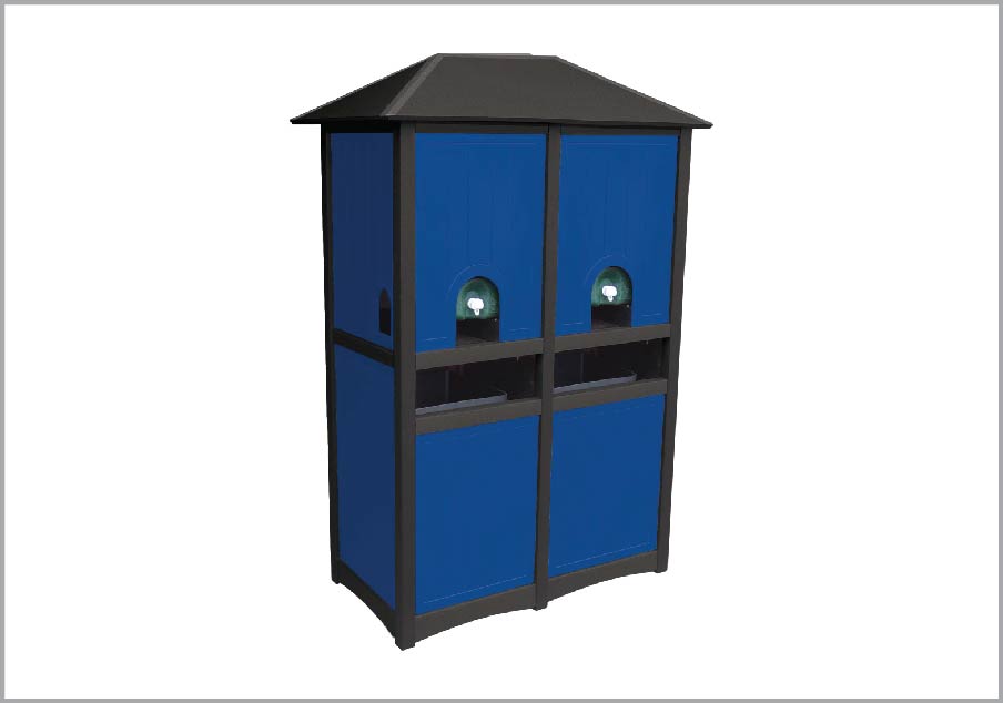 easycare double water cooler enclosure with waste and recycling