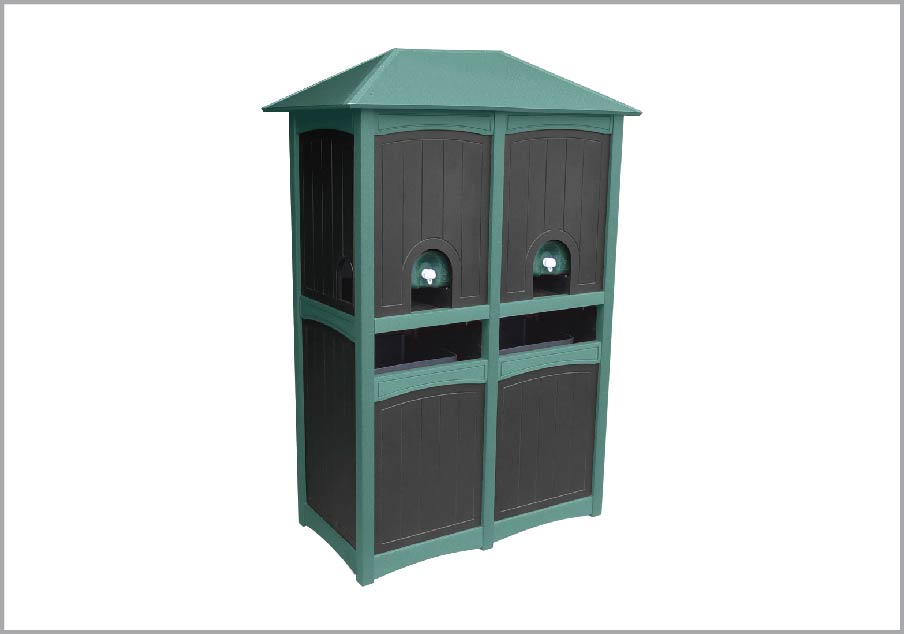 easycare double water cooler enclosure with waste and recycling