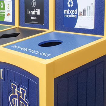 inset sloped top custom recycling bins