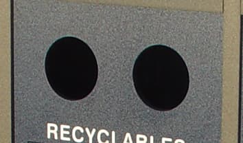 double circle restrictive opening on custom recycling bin