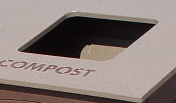 large square restrictive opening on custom recycling bin