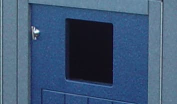 small square restrictive opening on custom recycling bin