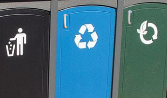 small square restrictive opening on custom recycling bin