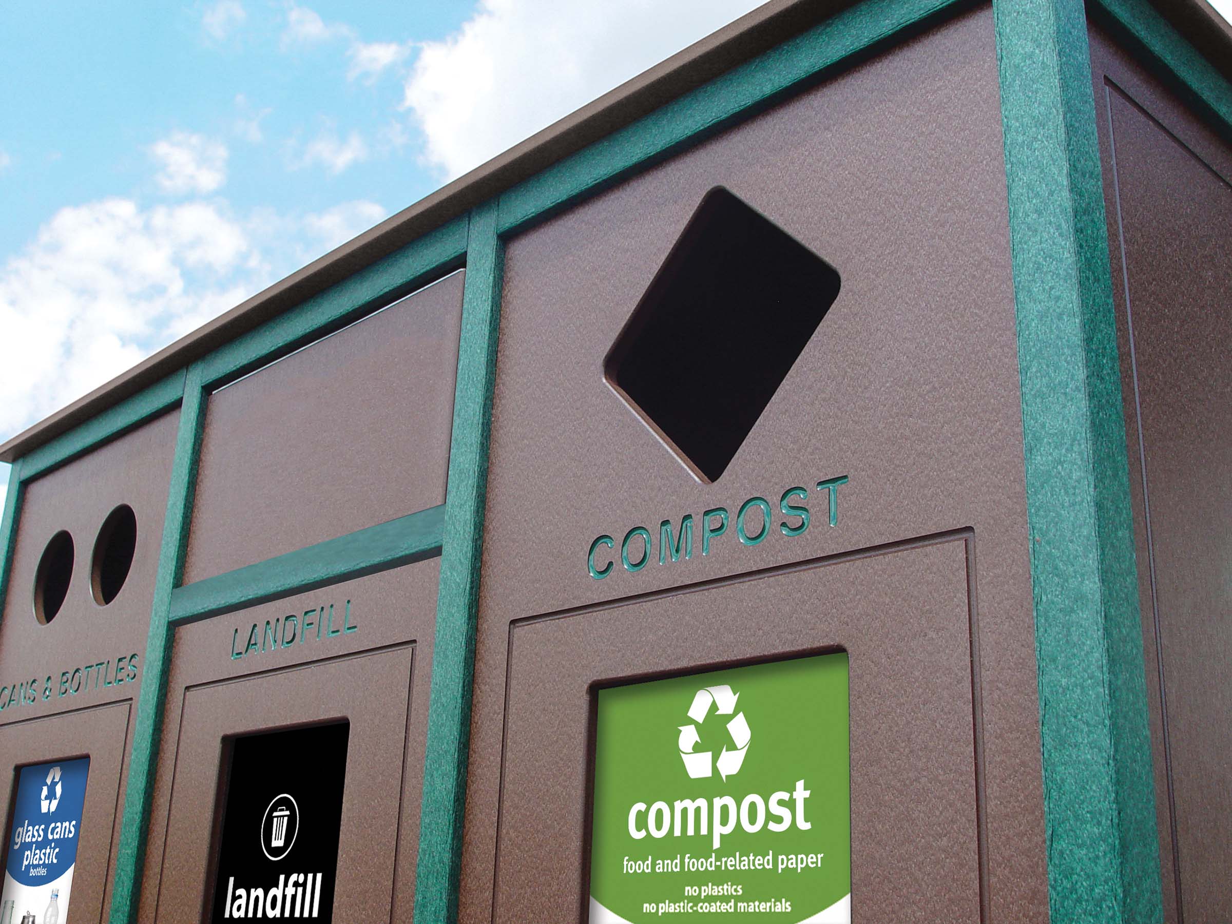 custom recycling bins restrictive openings