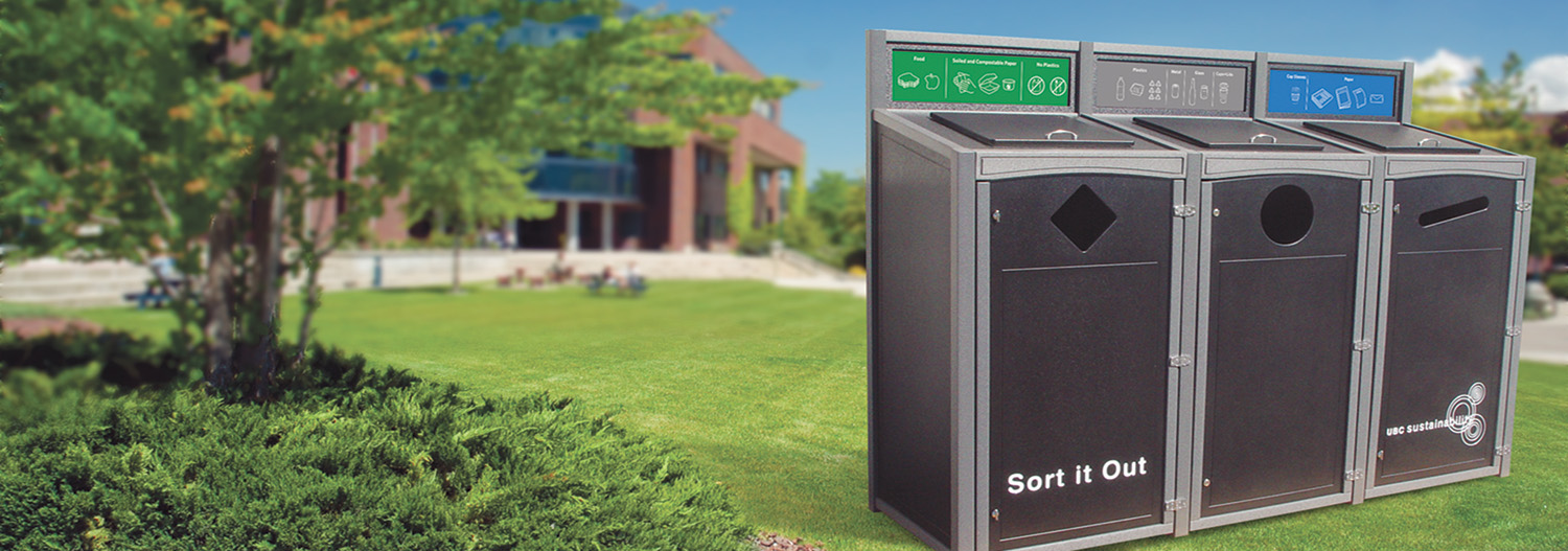 triple 48 gallon roll cart recycling bins