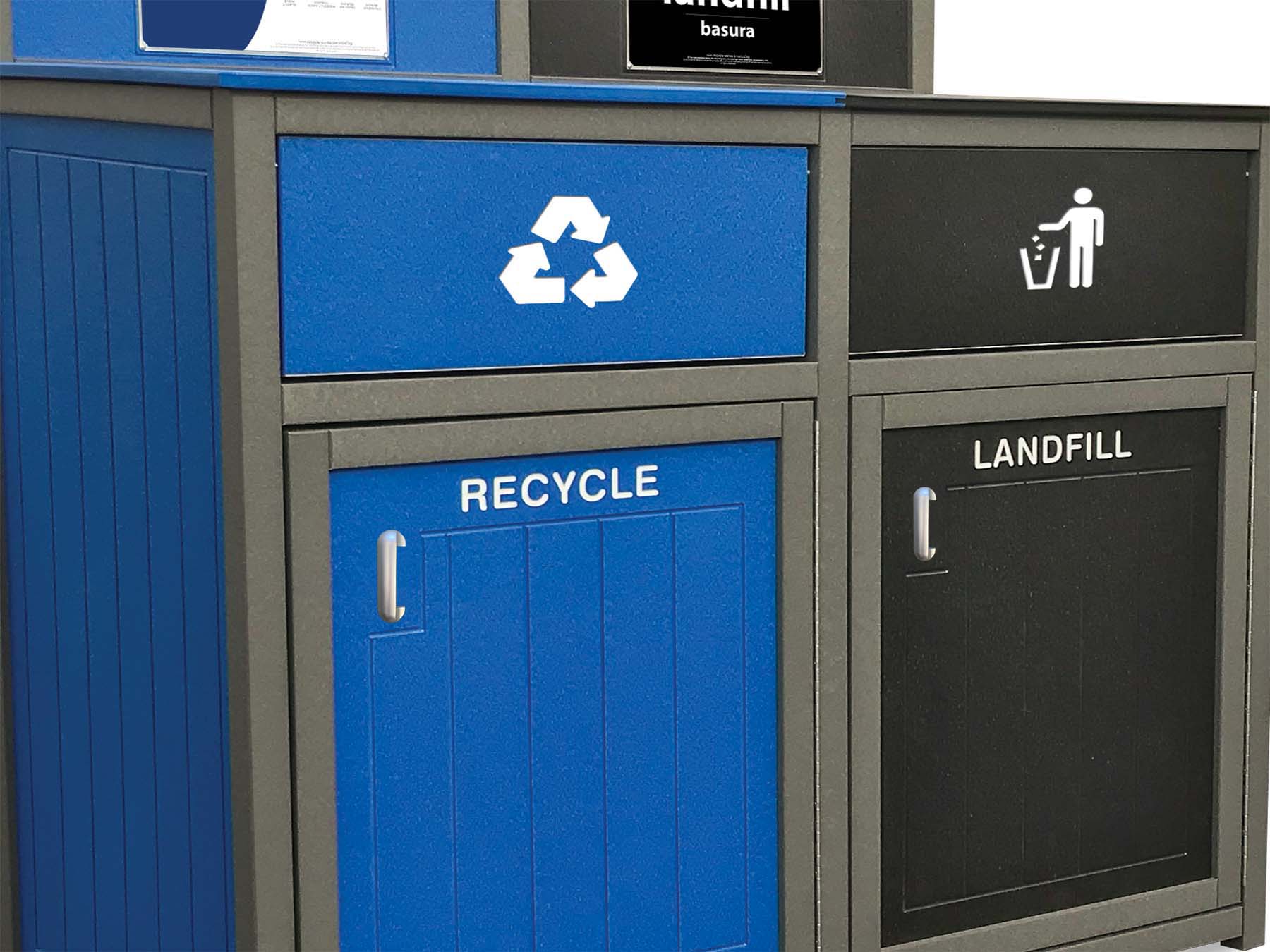 custom recycling bins text and symbol options